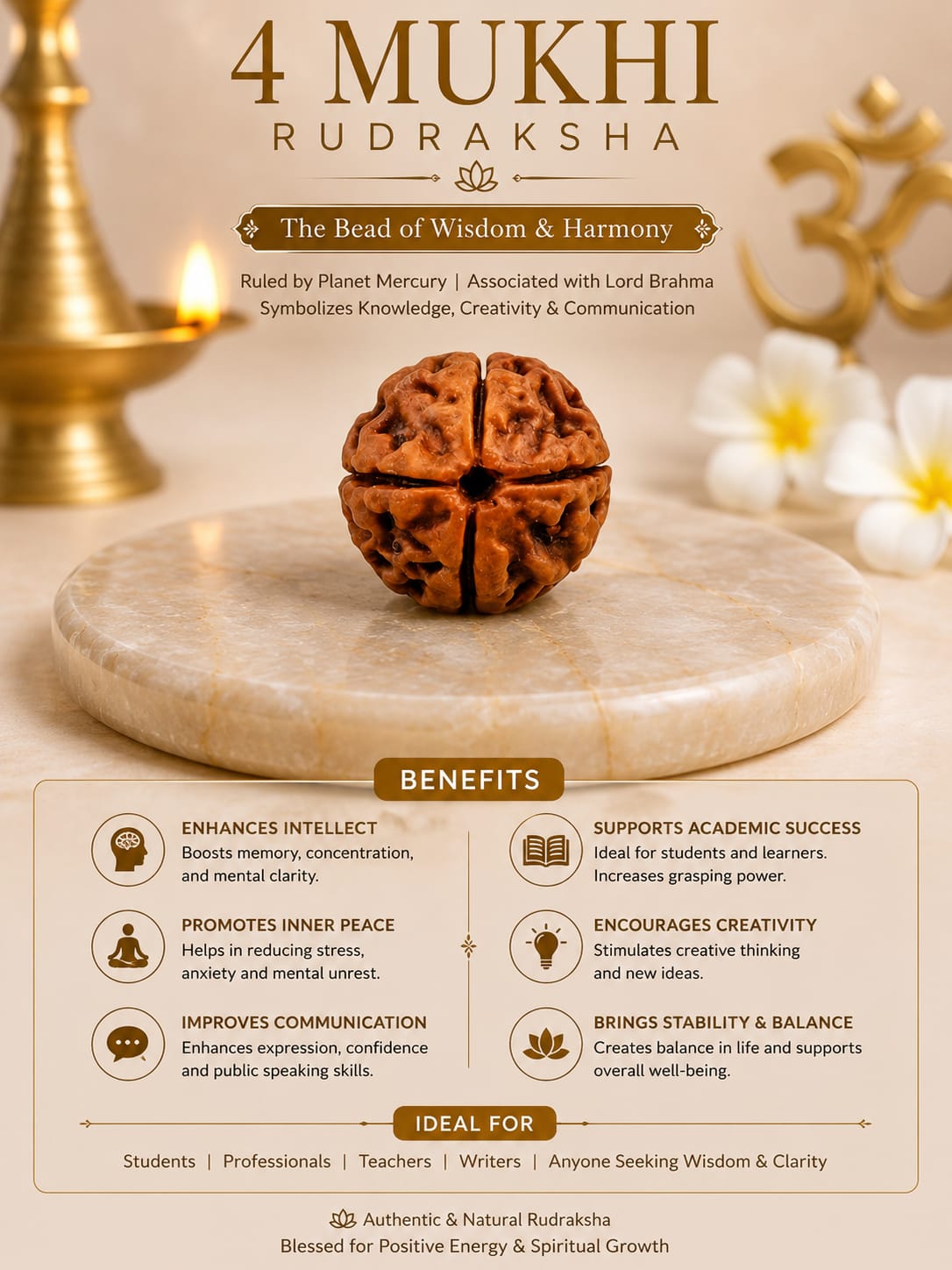 Original 4 Mukhi Rudraksha – Natural, Premium Quality & Certified