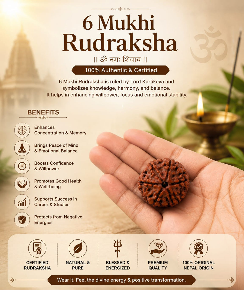 Original 6 Mukhi Rudraksha – Natural, Premium Quality & Certified