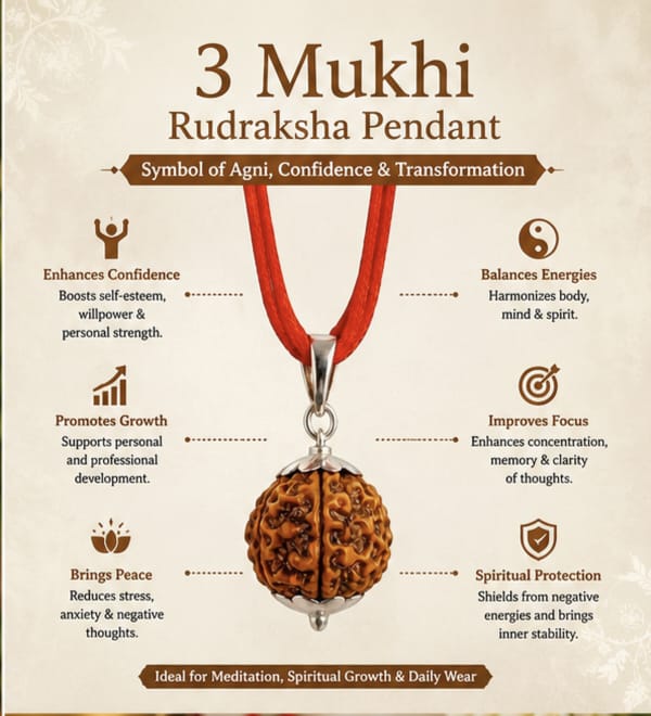Original 3 Mukhi Rudraksha Pendant – Natural Premium Quality Rudraksha Pendant