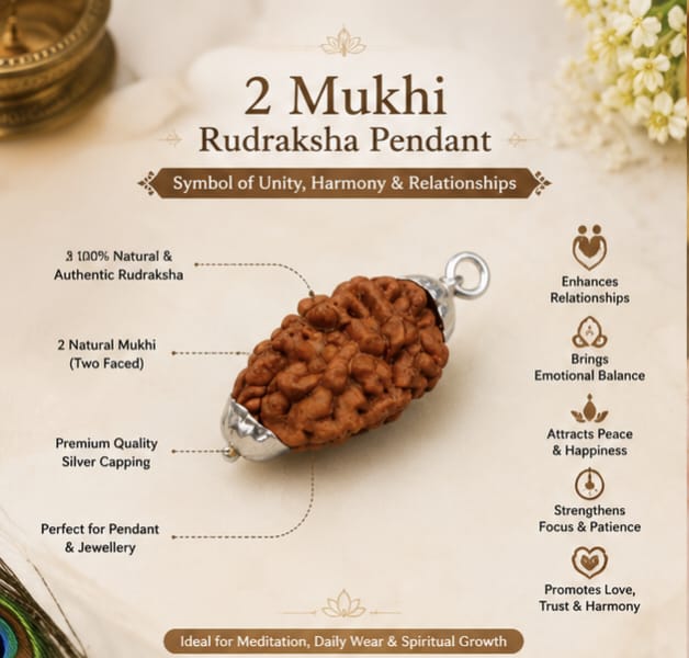 Original 2 Mukhi Rudraksha Pendant – Natural Premium Quality Rudraksha Pendant