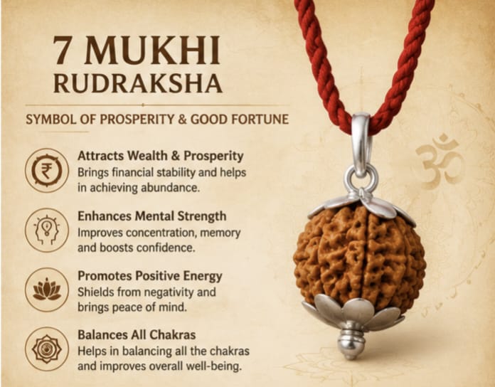 Original 7 Mukhi Rudraksha Pendant – Natural Premium Quality Rudraksha Pendant