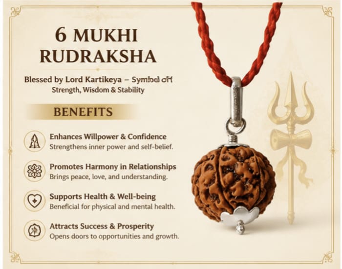 Original 6 Mukhi Rudraksha Pendant – Natural Premium Quality Rudraksha Pendant
