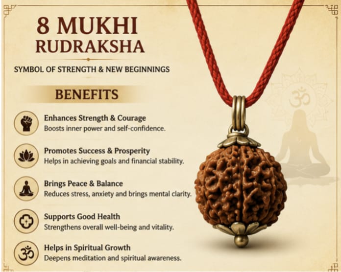 Original 8 Mukhi Rudraksha Pendant – Natural Premium Quality Rudraksha Pendant