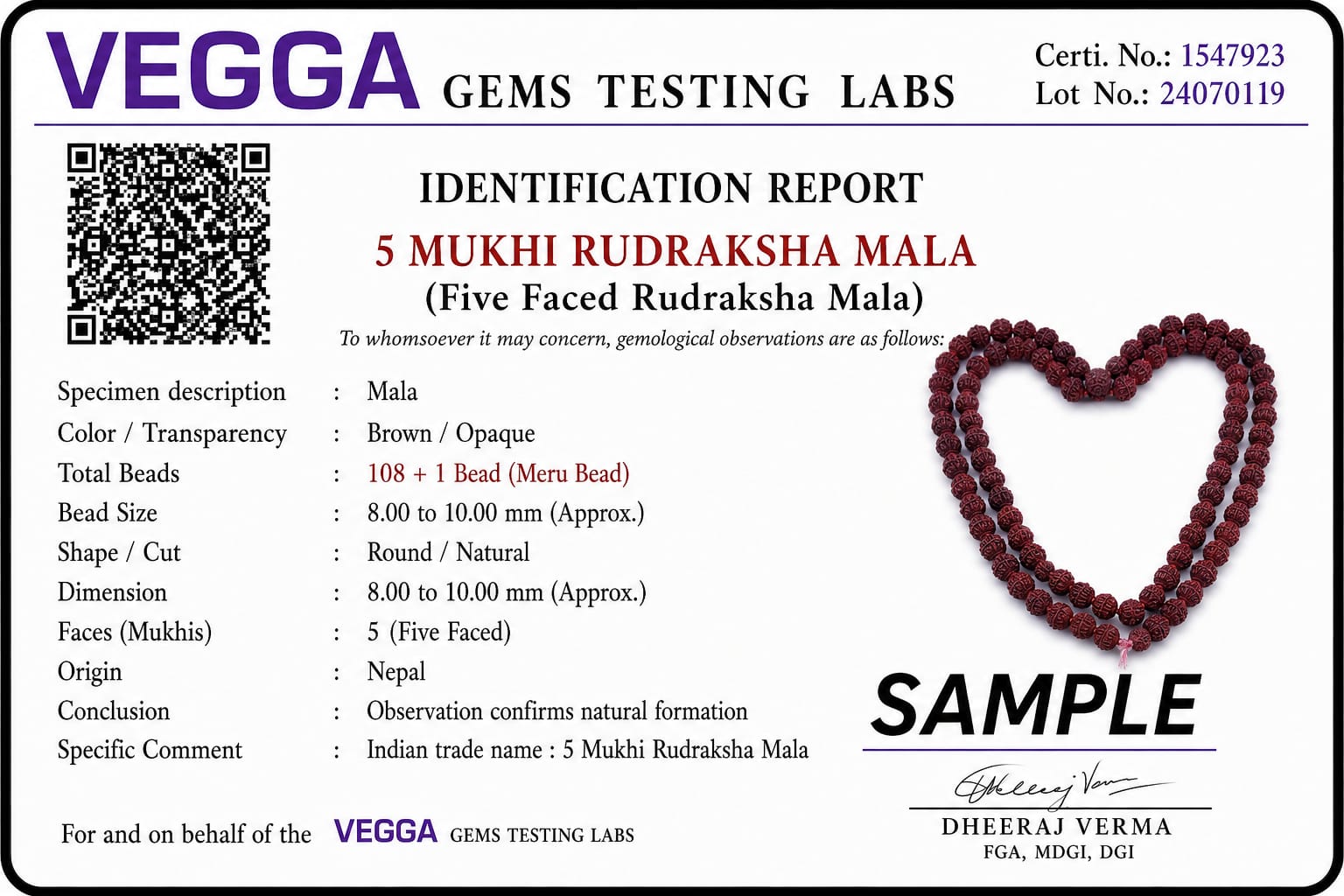 Original 5 Mukhi Rudraksha Mala – Natural Premium Quality Rudraksha Beads