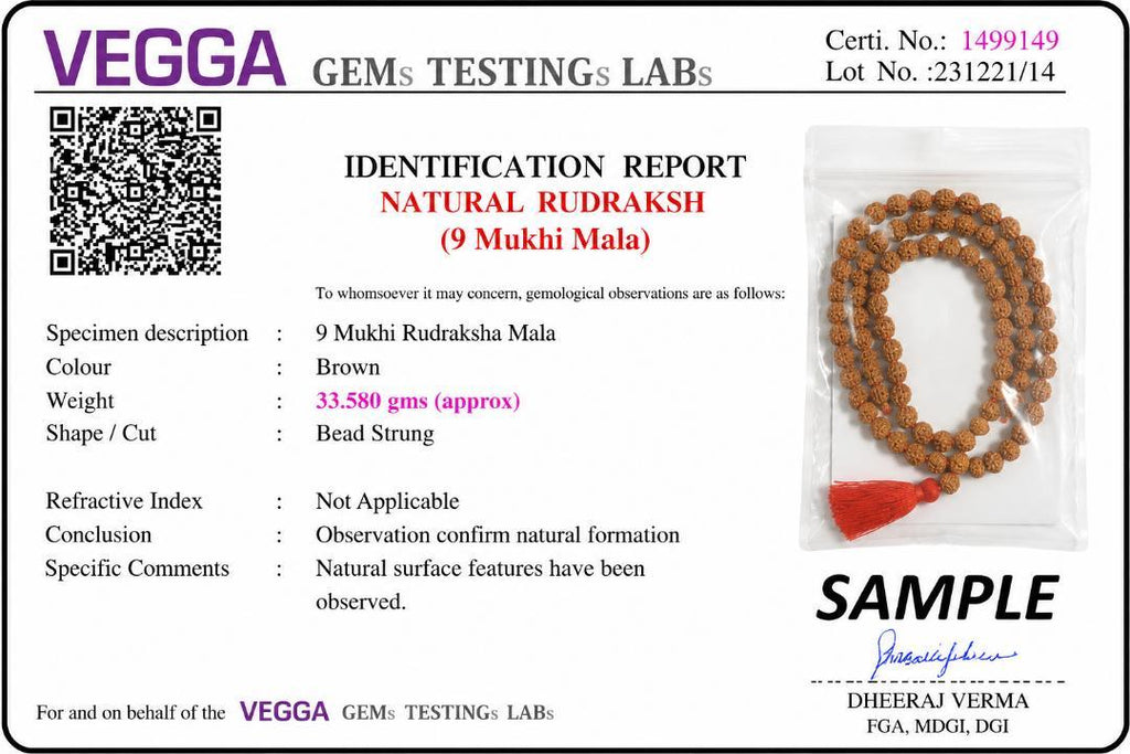 Original 9 Mukhi Rudraksha Mala – Natural Premium Quality Rudraksha Beads
