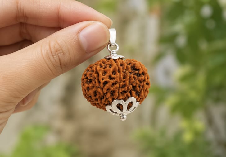 13 Mukhi Indonesia Rudraksha Pendant (18mm) – Original Lord Kamadeva & Lord Indra Rudraksha for Attraction, Success & Confidence 13 मुखी इंडोनेशिया रुद्राक्ष पेंडेंट (18mm) – ओरिजिनल कामदेव एवं इंद्र देव रुद्राक्ष | आकर्षण, सफलता और आत्मविश्वास