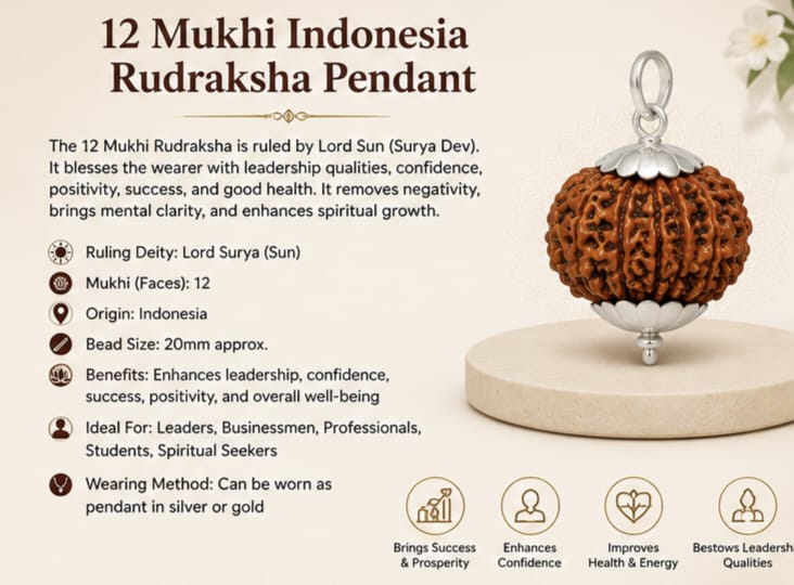 12 Mukhi Indonesia Rudraksha Pendant | Original Lord Surya Rudraksha 12 मुखी इंडोनेशिया रुद्राक्ष पेंडेंट | ओरिजिनल भगवान सूर्य रुद्राक्ष