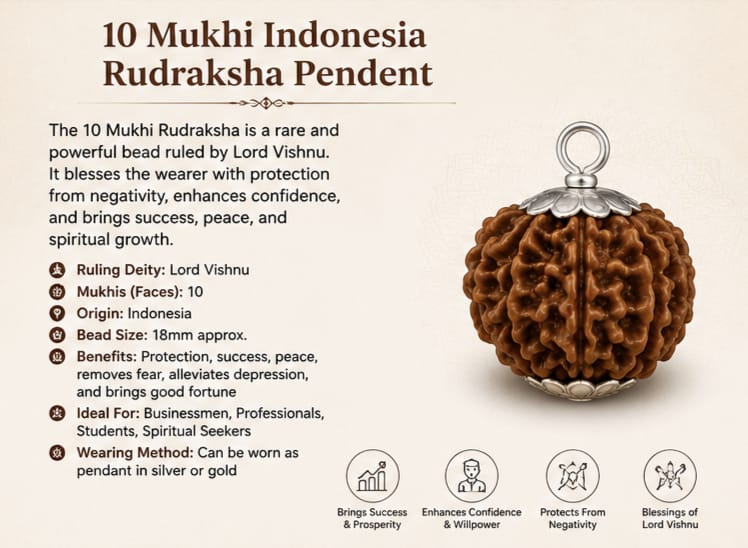 10 Mukhi Indonesia Rudraksha Pendant | Original Lord Vishnu Rudraksha 10 मुखी इंडोनेशिया रुद्राक्ष पेंडेंट | ओरिजिनल भगवान विष्णु रुद्राक्ष